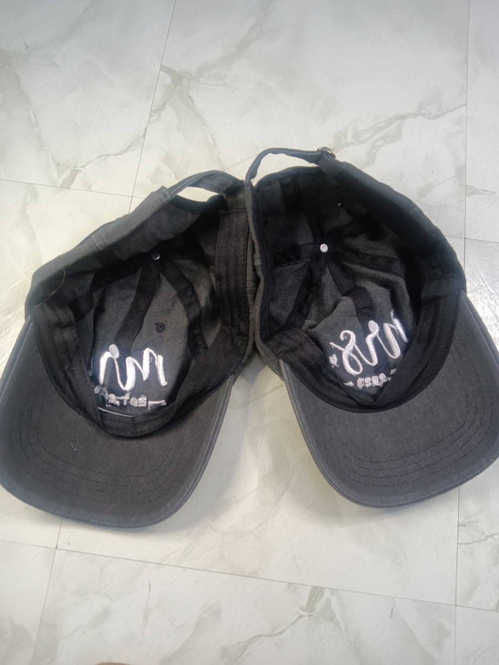 Black 'Mr.' and 'Mrs.' Embroidered Baseball Caps - EST.2023 - Picture 2 of 2